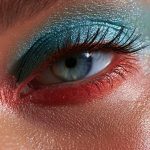woman, eye, eyelashes, multicoloured, makeup